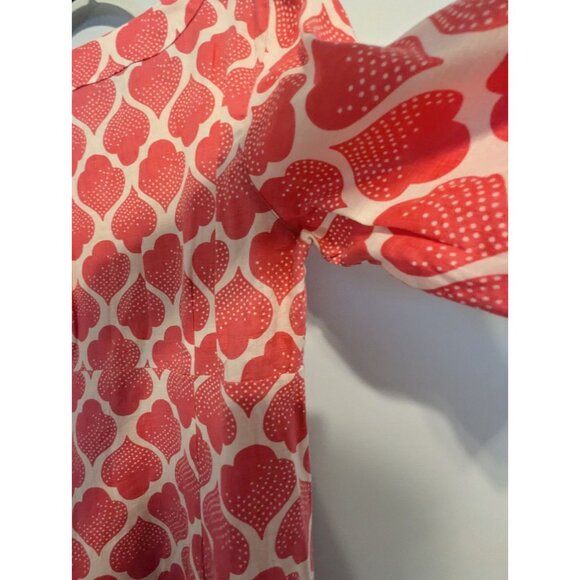 Boden Womens Pink & White Linen Tunic Dress Moroccan Print Size 14 Long - Picture 2 of 13